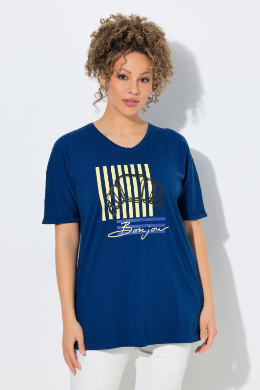 Тениска с принт на кроасан