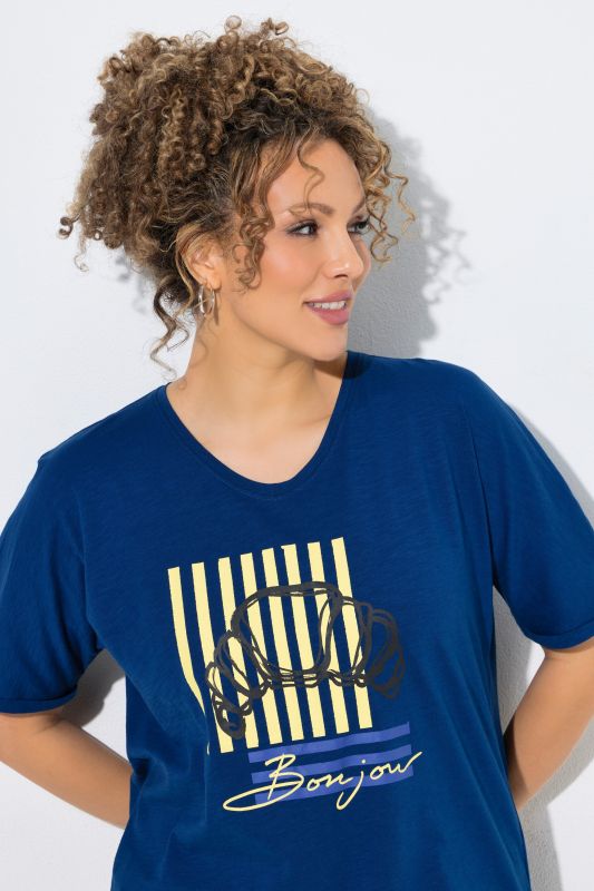 Тениска с принт на кроасан