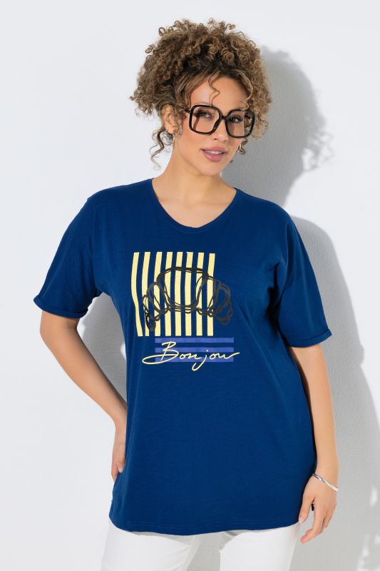 Тениска с принт на кроасан