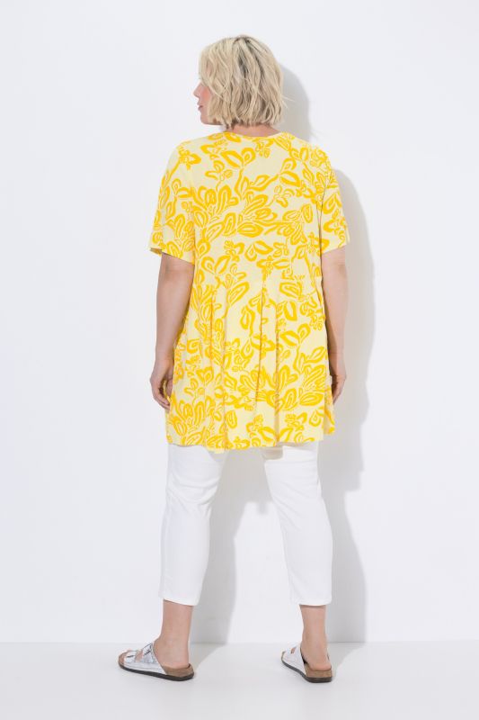 Vine Print Pleated Knit Tunic