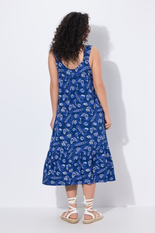 French Bakery Print Sleeveless Midi Dress