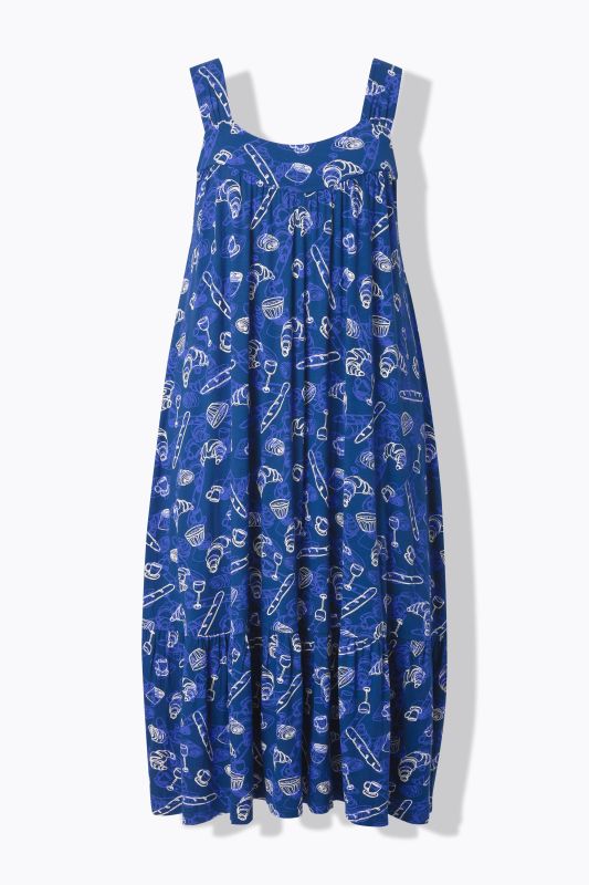 French Bakery Print Sleeveless Midi Dress