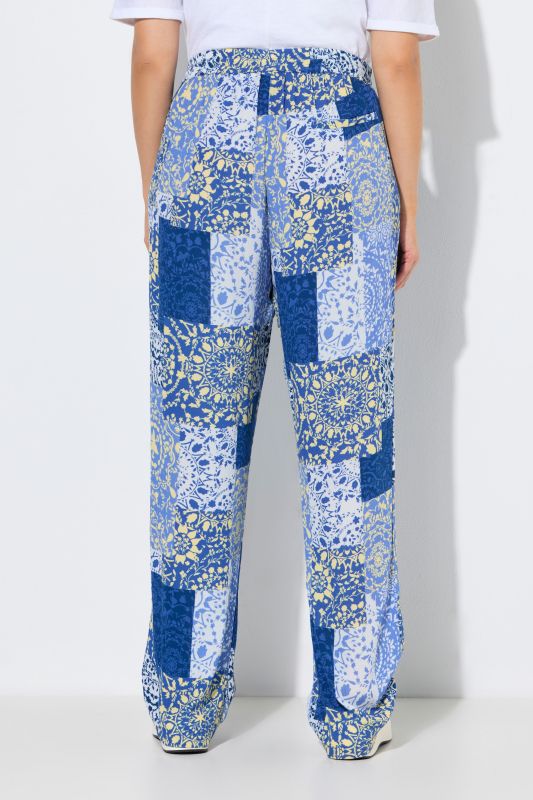 Patchwork Print Elastic Waist Pants