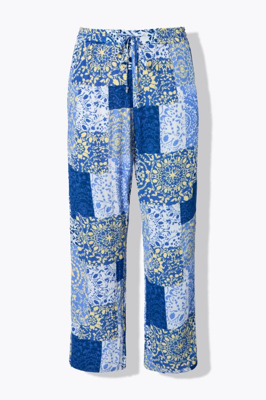 Patchwork Print Elastic Waist Pants