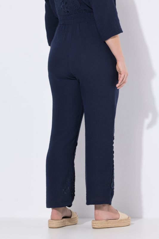 Eco Cotton Crochet Panel Muslin Pants