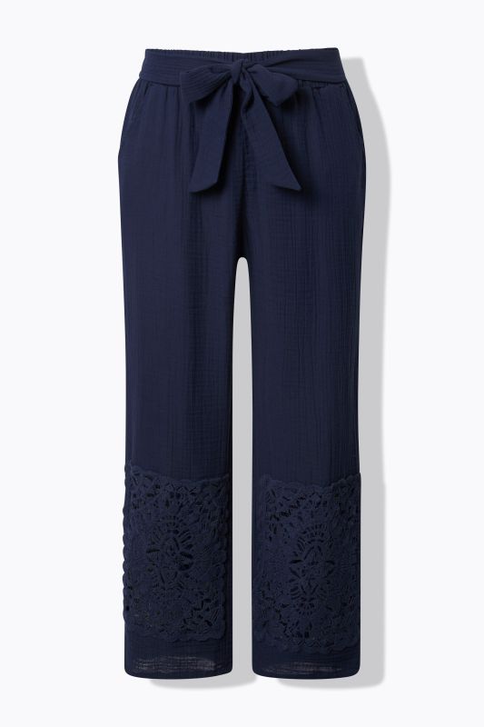 Eco Cotton Crochet Panel Muslin Pants