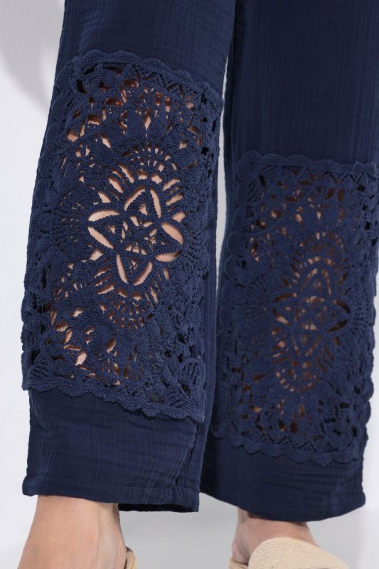 Eco Cotton Crochet Panel Muslin Pants