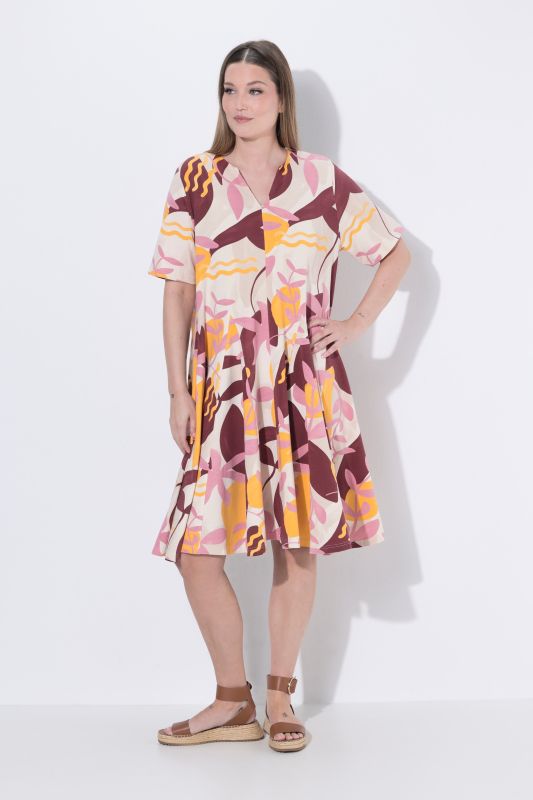 Eco Cotton Mod Bloom Godet Pleated Dress