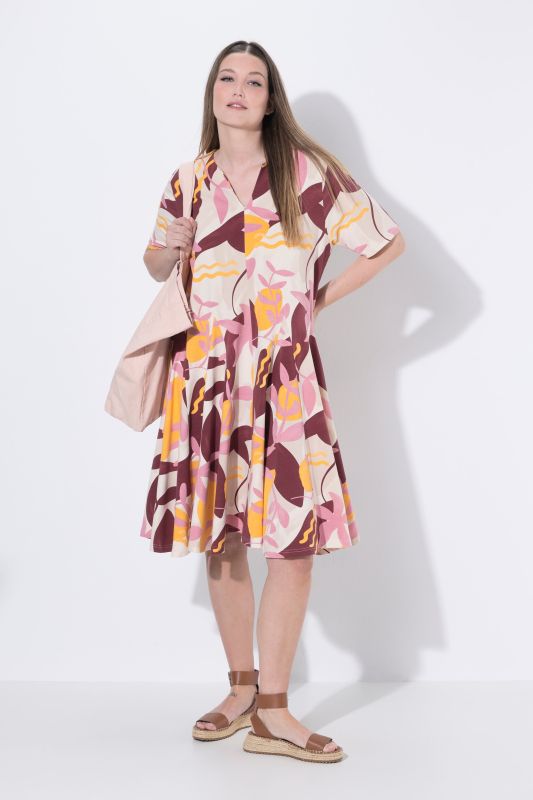 Eco Cotton Mod Bloom Godet Pleated Dress