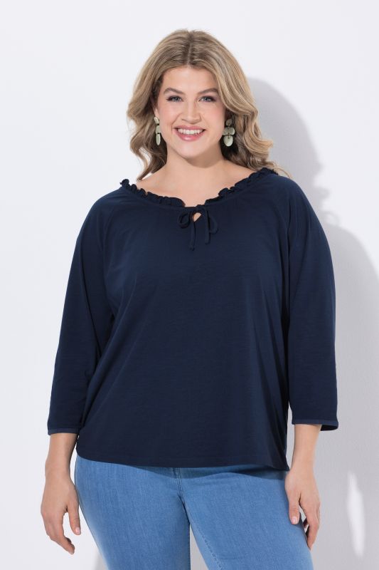 Eco Cotton Ruffled Neck Tee