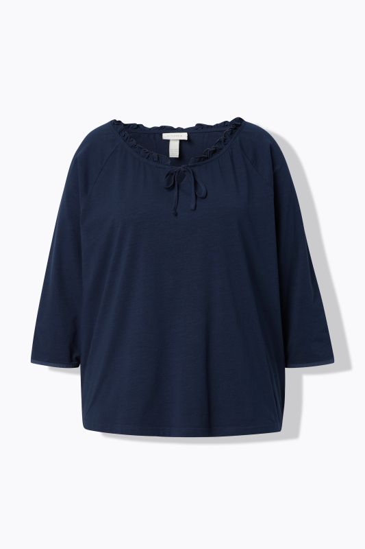 Eco Cotton Ruffled Neck Tee