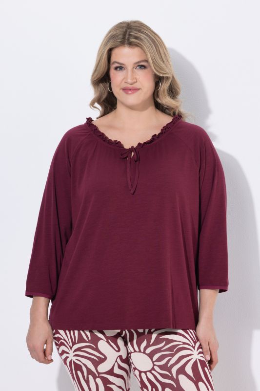 Eco Cotton Ruffled Neck Tee