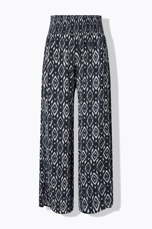 Geometric Diamond Print Elastic Waist Pants