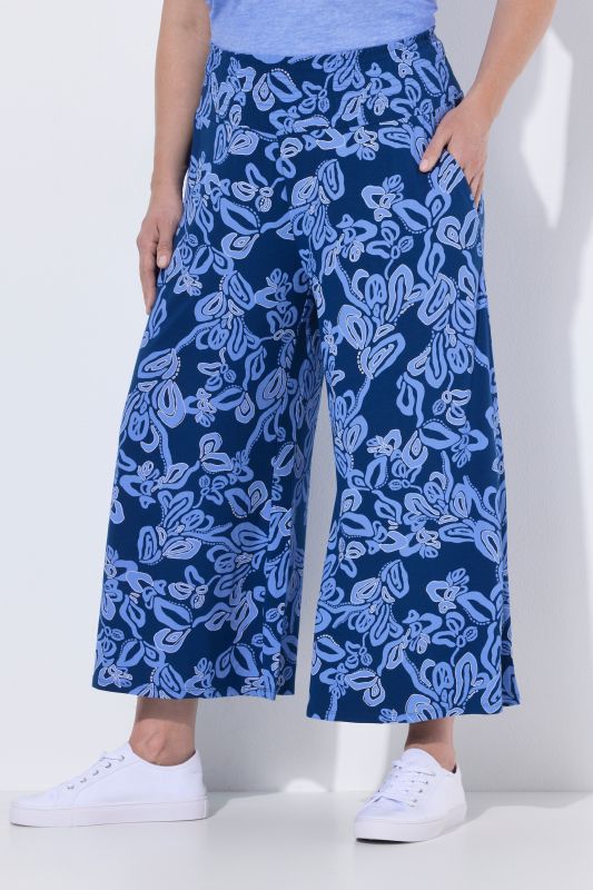 Floral Brushstroke Elastic Waist Culottes