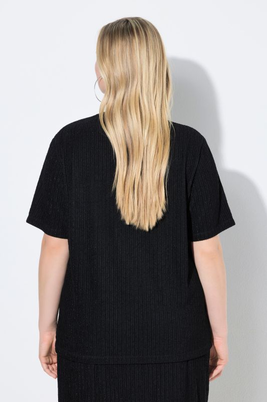 Sparkling Pinstripe Textured T-Shirt Blouse