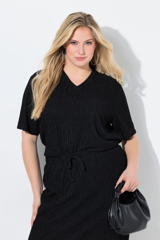 Sparkling Pinstripe Textured T-Shirt Blouse