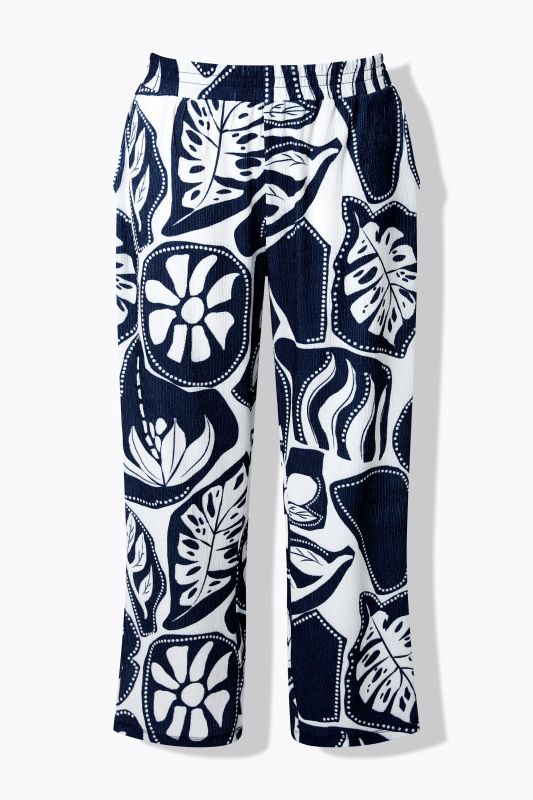 Graphic Leaf Print Elastic Waist Pants