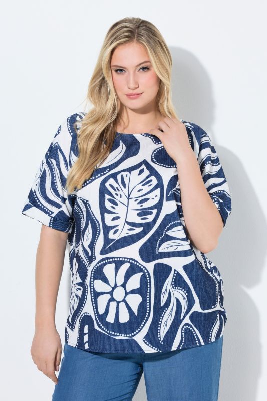 Тениска с графичен тропически принт