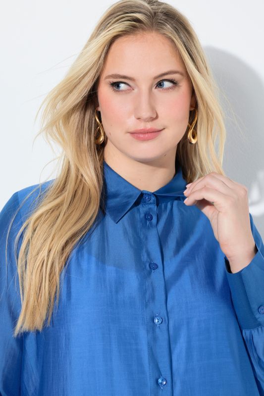 Sheer Long Sleeve Shirt Dress