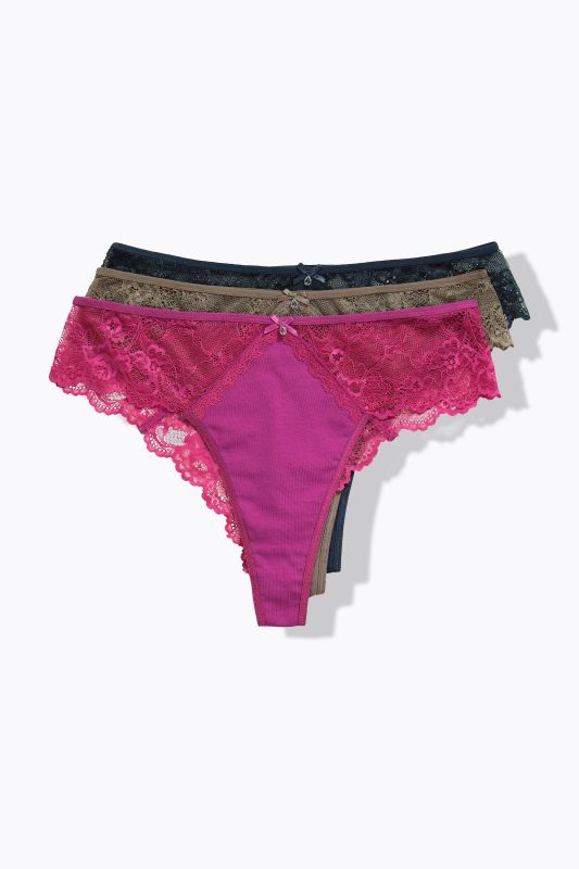 3 Pack of Lace Thongs