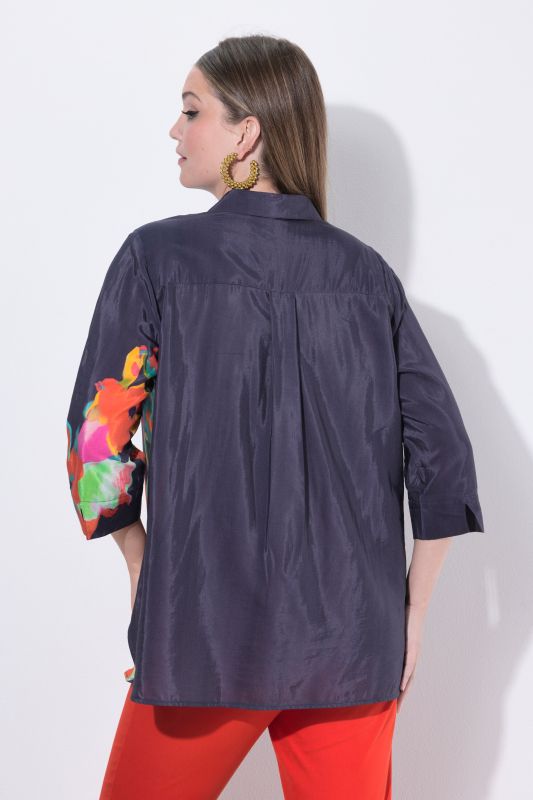 Bright Floral Motif 3/4 Sleeve Blouse