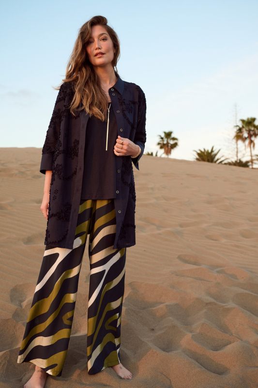 Earthy Zebra Print Elastic Waist Pants