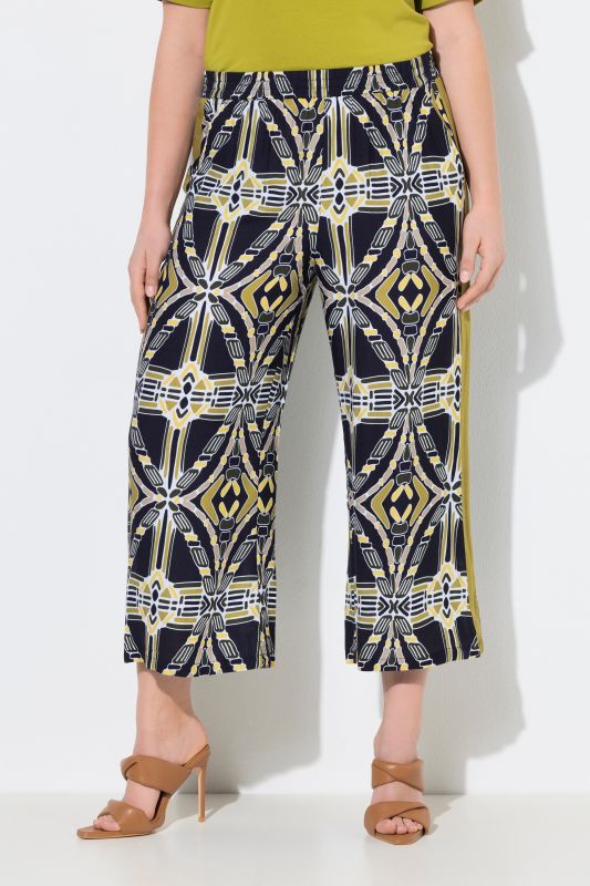 Geometric Print Elastic Waist Culottes