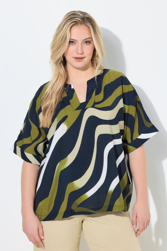 Earthy Zebra Print Oversized Blouse