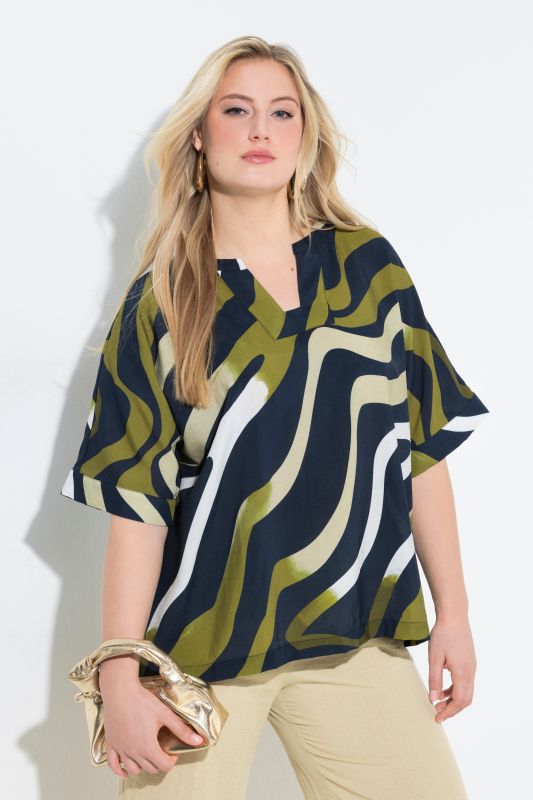 Earthy Zebra Print Oversized Blouse