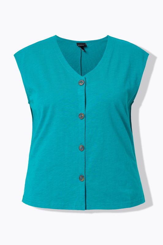 Slub Jersey Button Down Vest