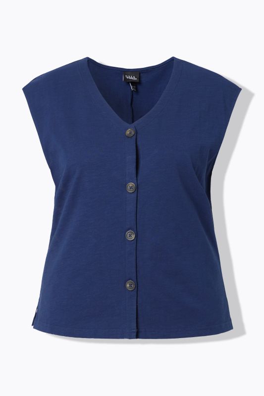 Slub Jersey Button Down Vest