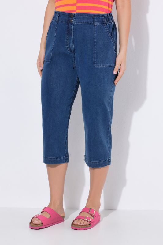 Cropped Denim Look Lyocell Pants