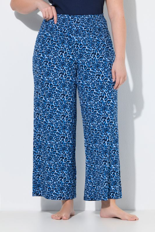 Wide Leg Leopard Print Elastic Waist Pants