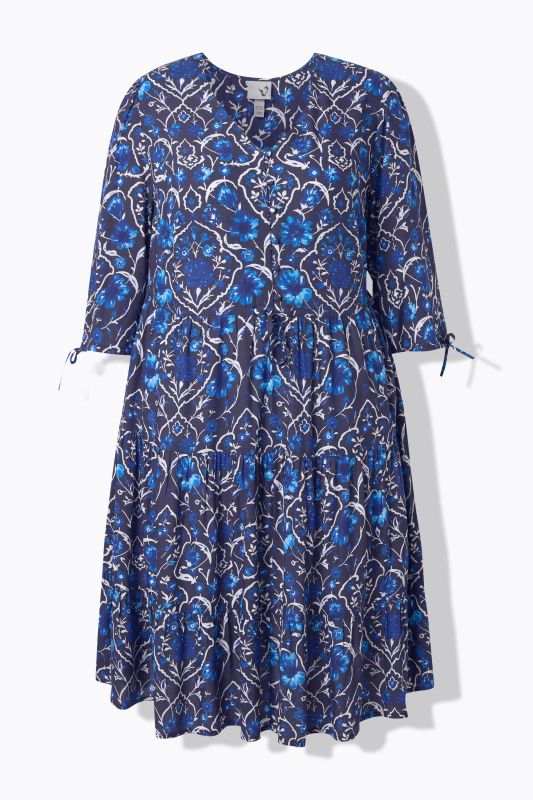 Ornate Floral Ruffle Pocket Dress