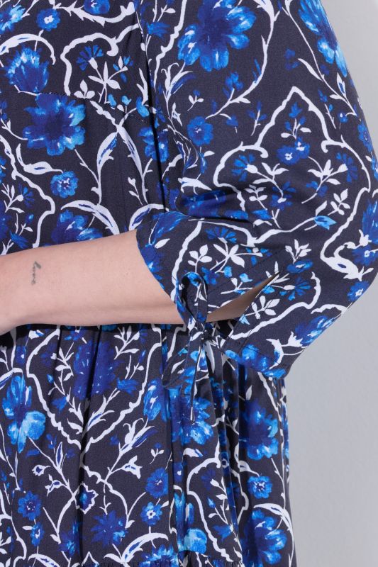 Ornate Floral Ruffle Pocket Dress