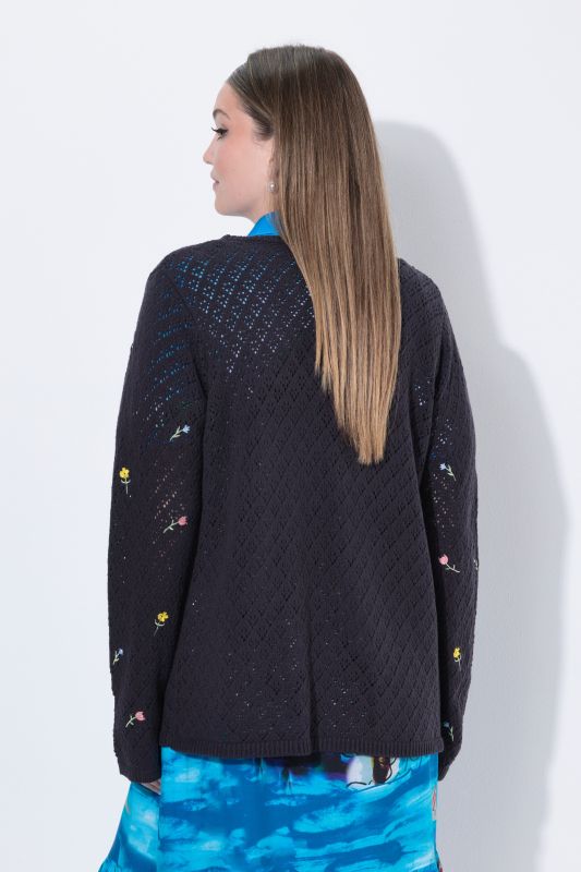 Floral Embroidered Openwork Cardigan