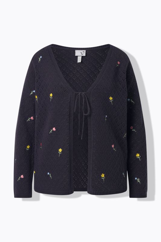 Floral Embroidered Openwork Cardigan