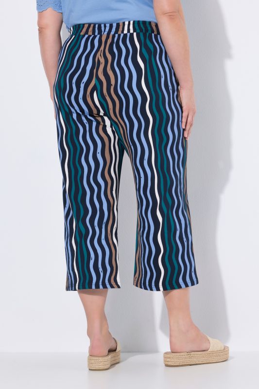 Eco Cotton Wave Print Elastic Waist Culottes