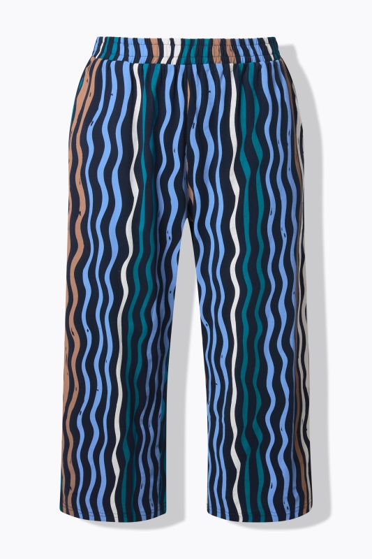 Eco Cotton Wave Print Elastic Waist Culottes