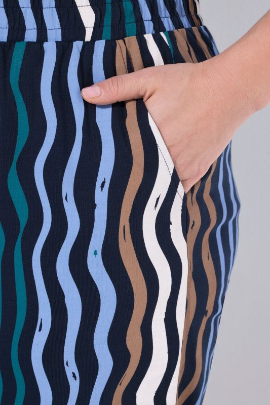 Eco Cotton Wave Print Elastic Waist Culottes