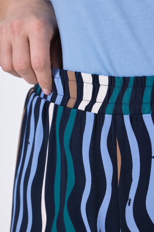 Eco Cotton Wave Print Elastic Waist Culottes