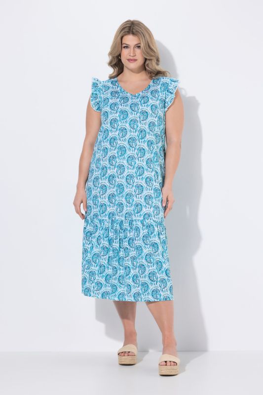 Eco Cotton Nautilus Print Ruffle Dress