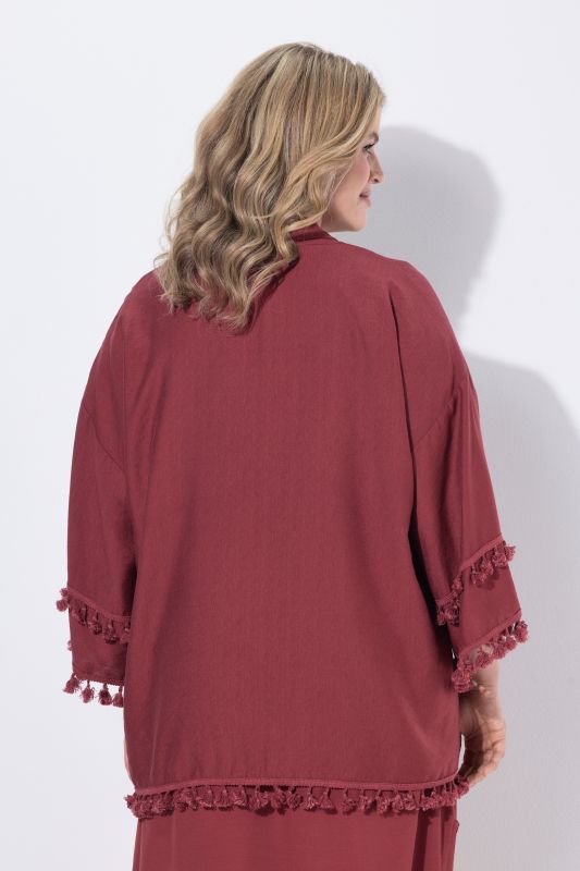 Eco Viscose Tassel Trim Kimono