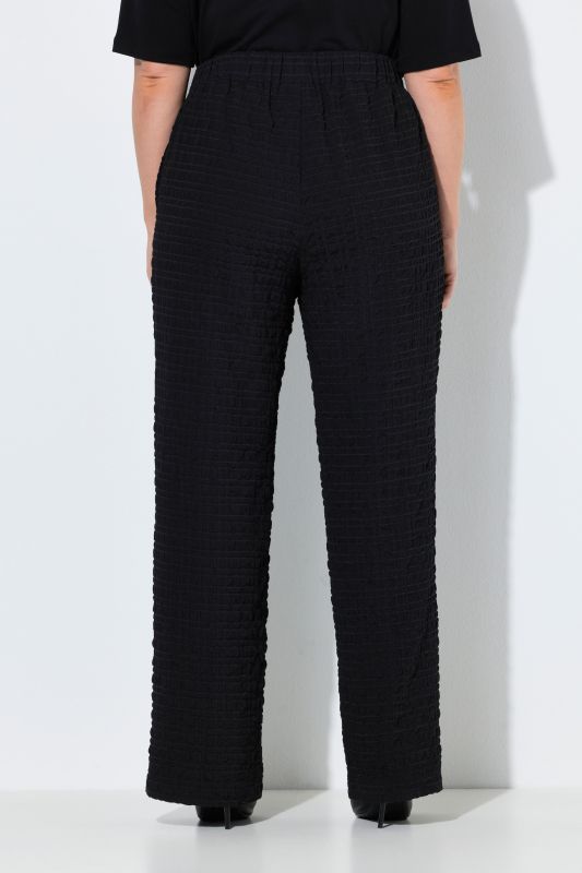 Textured Elastic Waist Wool-Blend Pants