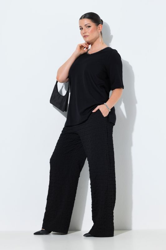 Textured Elastic Waist Wool-Blend Pants