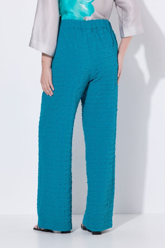 Textured Elastic Waist Wool-Blend Pants