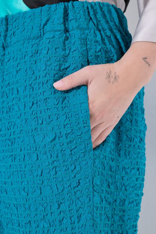 Textured Elastic Waist Wool-Blend Pants