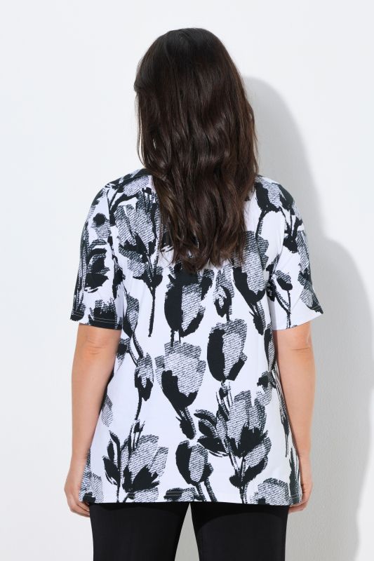 Monochrome Floral Pima Cotton Tee