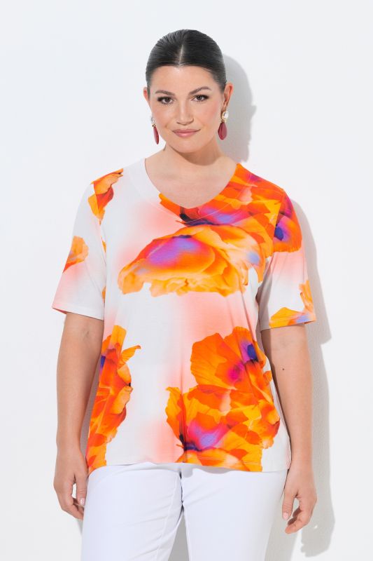 Floral V-Neck Viscose Jersey Tee