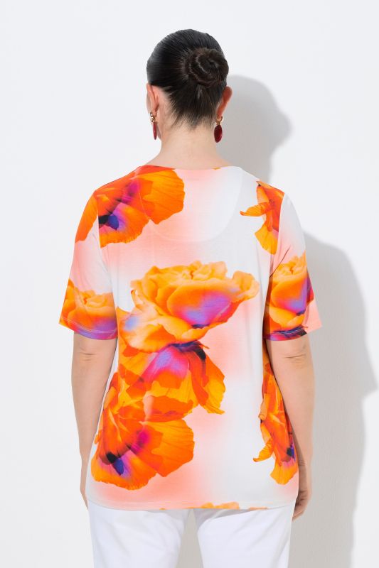 Floral V-Neck Viscose Jersey Tee